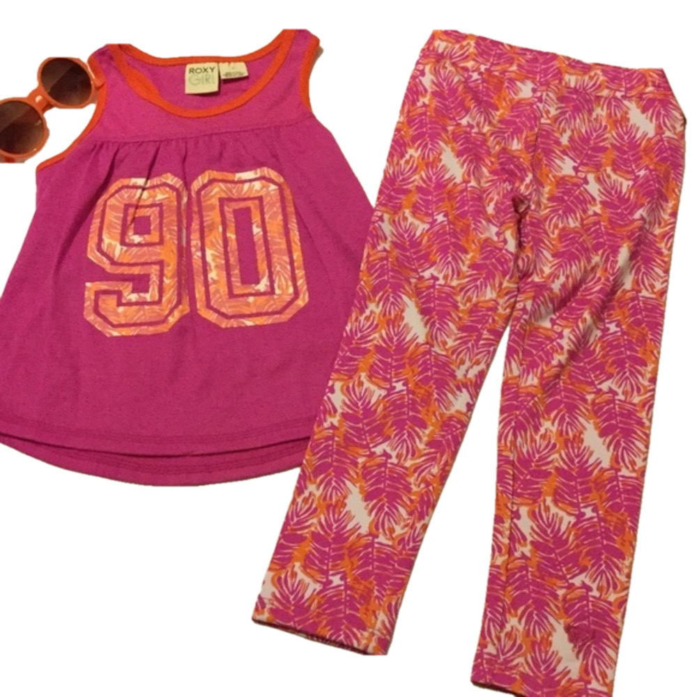 🌺ROXY Girl pink and orange set NWT size 5🌺Athletic